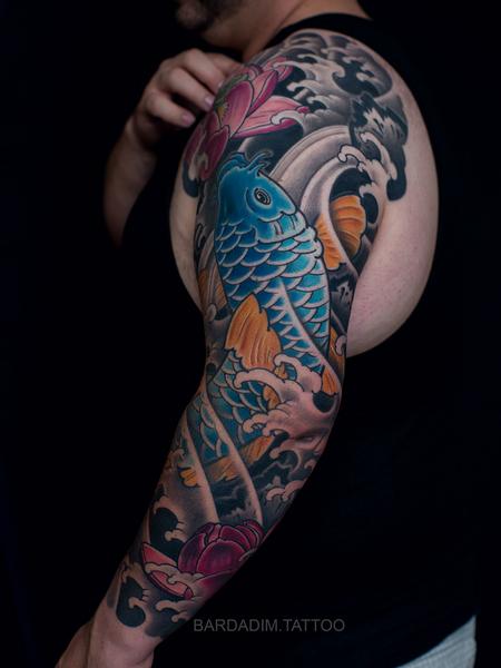 Tattoos - Japanese Sleeve Koi and Lotus - 134218